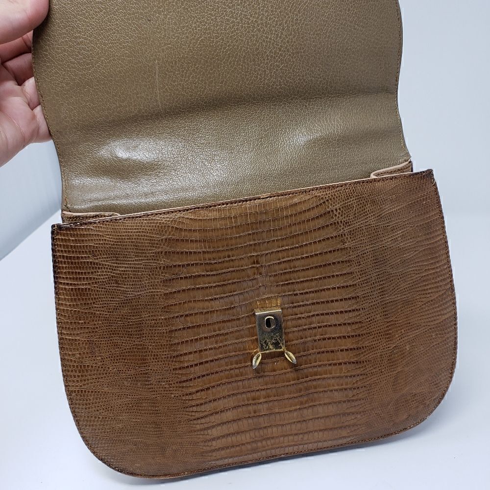Vintage Bellestone Camel Reptile Handbag - Picture 12 of 13